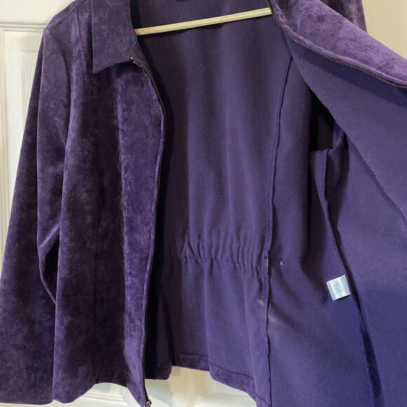 Christopher & Banks Purple Corduroy Zip Up Long Sleeve Shirt Womens Petite Large - Picture 7 of 15